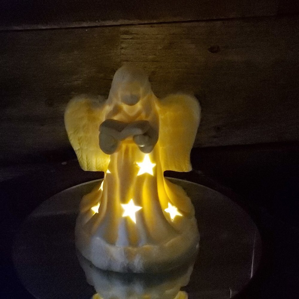 Hermitage Pottery Jade Angel Candle Burner Figurine #1